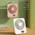 Ultra Thin Desktop Fan Digital Display 5 Speeds Adjustable Cooling Fan with Foldable Stand