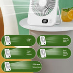 Ultra Thin Desktop Fan Digital Display 5 Speeds Adjustable Cooling Fan with Foldable Stand