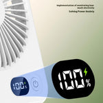 Ultra Thin Desktop Fan Digital Display 5 Speeds Adjustable Cooling Fan with Foldable Stand
