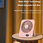 Ultra Thin Desktop Fan Digital Display 5 Speeds Adjustable Cooling Fan with Foldable Stand