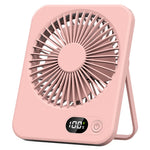 Ultra Thin Desktop Fan Digital Display 5 Speeds Adjustable Cooling Fan with Foldable Stand
