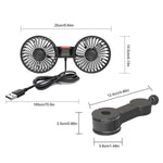 F4207 Rear Seat Car Fan 3 Speeds 5 Blades 360 Degree Rotatable Double Head Cooling Fan