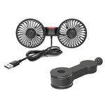 F4207 Rear Seat Car Fan 3 Speeds 5 Blades 360 Degree Rotatable Double Head Cooling Fan