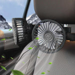 F4207 Rear Seat Car Fan 3 Speeds 5 Blades 360 Degree Rotatable Double Head Cooling Fan