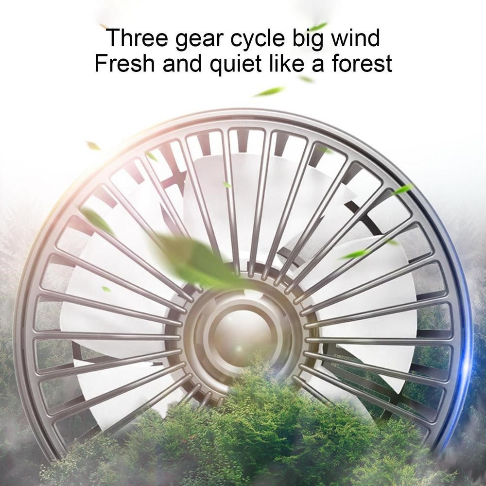 F4207 Rear Seat Car Fan 3 Speeds 5 Blades 360 Degree Rotatable Double Head Cooling Fan