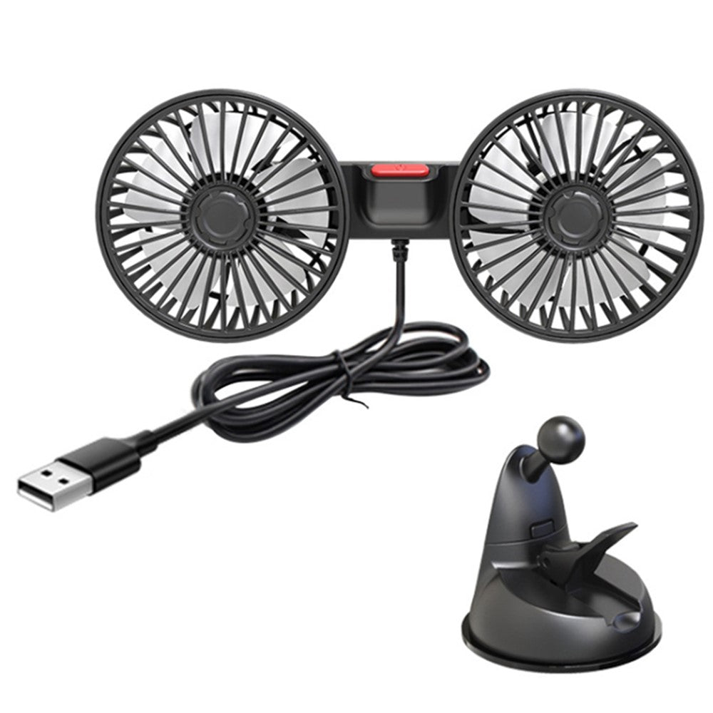 F4206 3 Gears Adjustable Sucker Car Fan 360 Degree Rotatable Double Head Air Fan