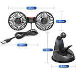 F4206 3 Gears Adjustable Sucker Car Fan 360 Degree Rotatable Double Head Air Fan
