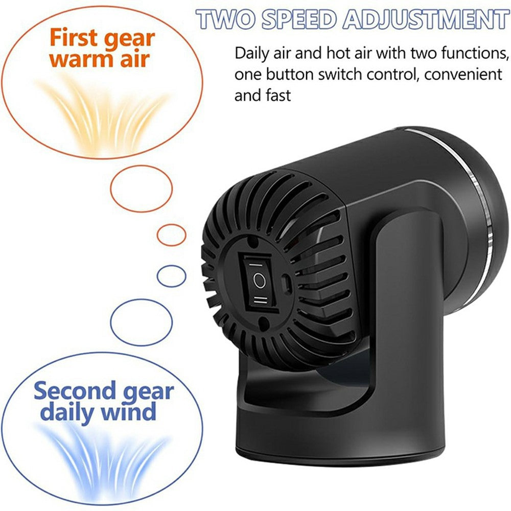 12V Car Heater Windshield Defrosting Defogging 360-Degree Rotating Vehicle Interior Heating Fan