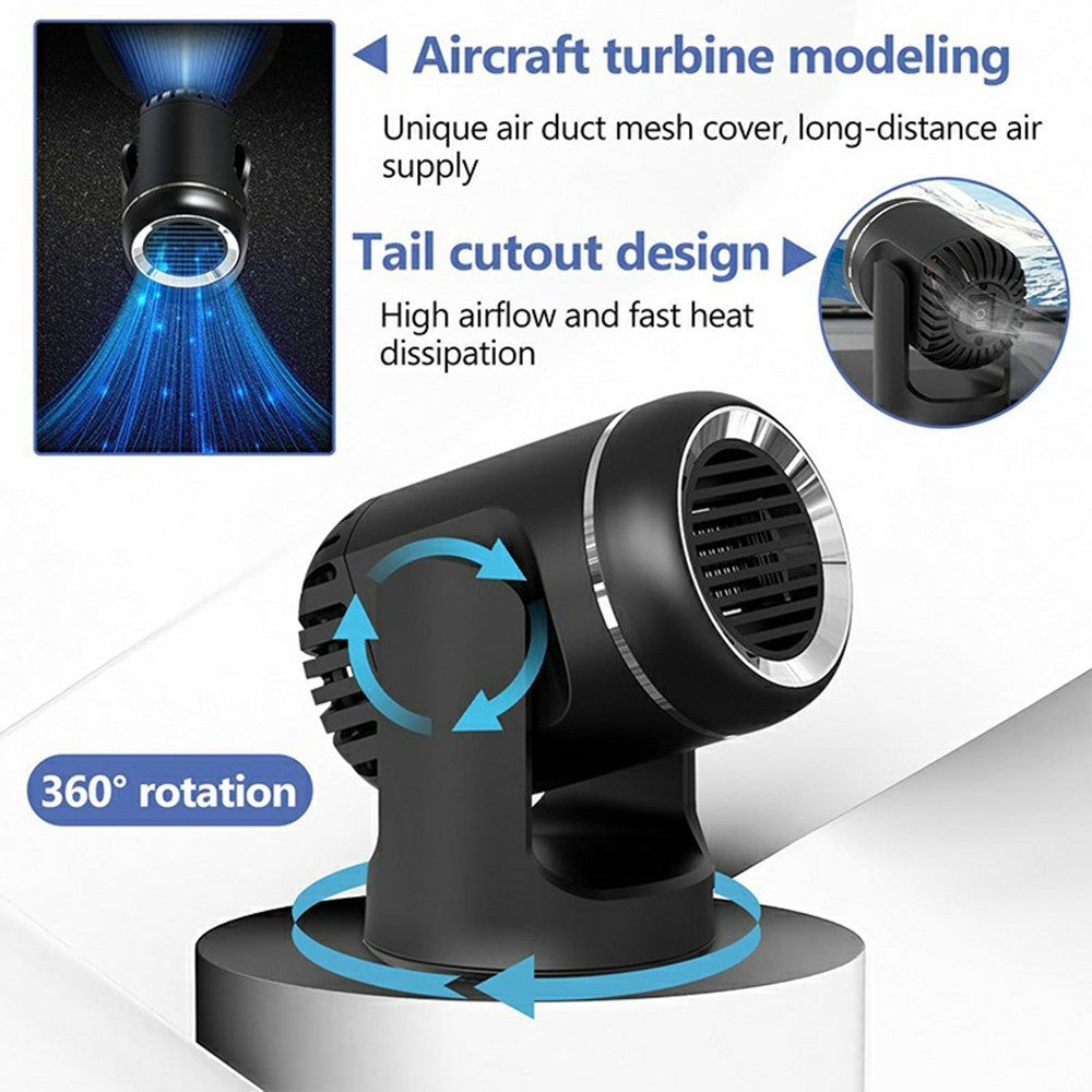 12V Car Heater Windshield Defrosting Defogging 360-Degree Rotating Vehicle Interior Heating Fan