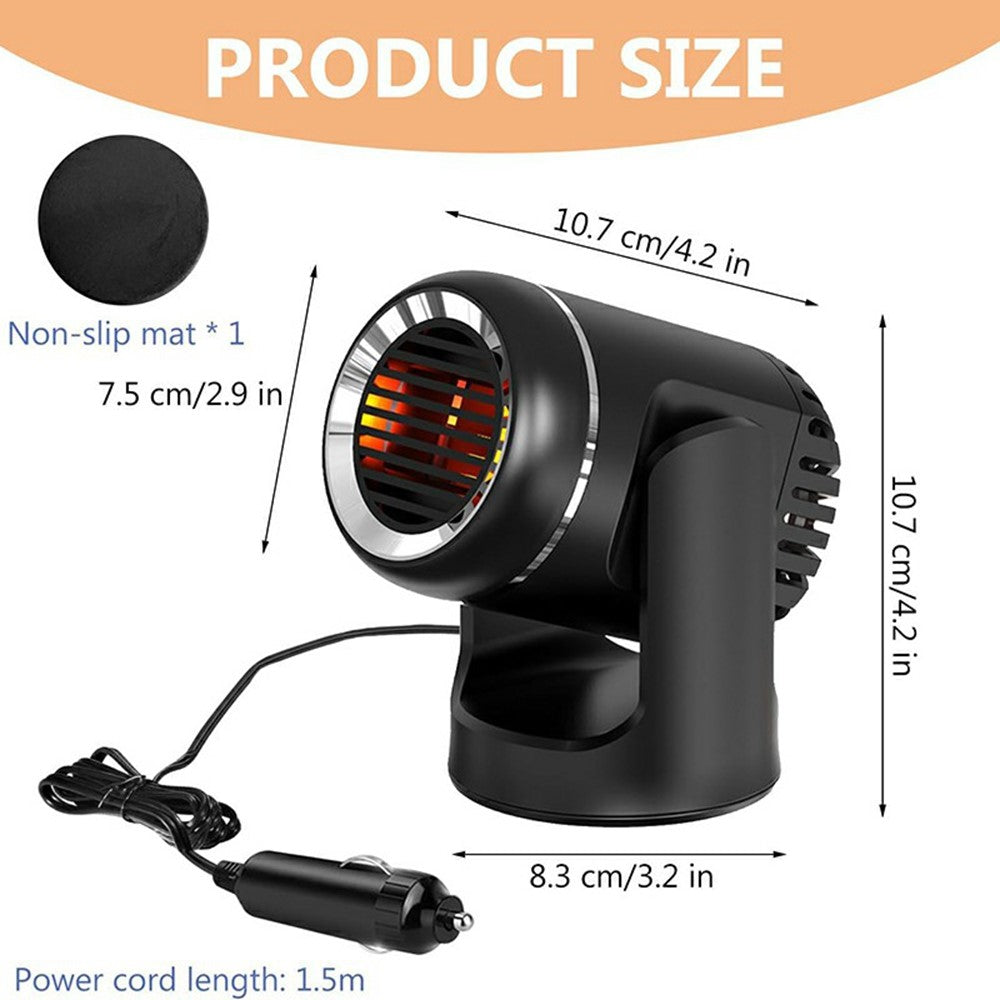 12V Car Heater Windshield Defrosting Defogging 360-Degree Rotating Vehicle Interior Heating Fan