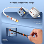 LDNIO Q9 33W GaN Fast Charger Dual Port Power Adapter with 80cm Retractable Type-C Cable for Phone Tablet