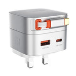 LDNIO Q10 65W GaN Hurtigoplader Indbygget 80 cm Udtrækkeligt USB-C Kabel Dual Port Strømadapter til Laptop / Tablet / Smartphone