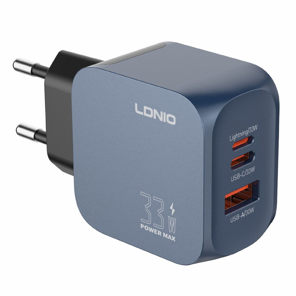 LDNIO Q5 33W GaN Snabbladdare 3-Portars USB-C iP (5-14) USB-A PD Snabbladdningsstation för iPhone iPad Hörlurar