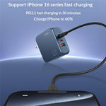 LDNIO Q6 45W GaN Charger Dual Port USB-C USB-A Fast Charging Station for Phone Tablet Laptop