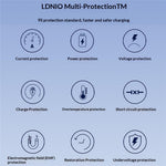 LDNIO Q6 45W GaN Oplader Dobbeltport USB-C USB-A Hurtigladestation til Telefon Tablet Bærbar