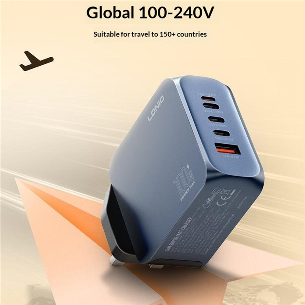 LDNIO Q8 100W 5-Port Fast Charging Station USB-C iP (5-14) USB-A GaN Charger for Laptop Tablet Phone