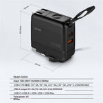 LDNIO Q2618 65W GaN Lynoplader Udskiftelige Stik USB-C PD Hurtigopladningsstation til Bærbar Computer iPhone Android