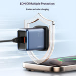 LDNIO Q12 45W GaN Fast Charger Dual Port Interchangeable Plug Universal Travel Charging Adapter