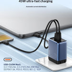 LDNIO Q12 45W GaN Fast Charger Dual Port Interchangeable Plug Universal Travel Charging Adapter