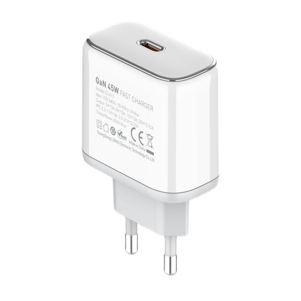 LDNIO Q1415 45W GaN snabbladdare med dubbla portar PD snabbladdningsväggladdare med 1,2 m USB-kabel för mobil och bärbar dator