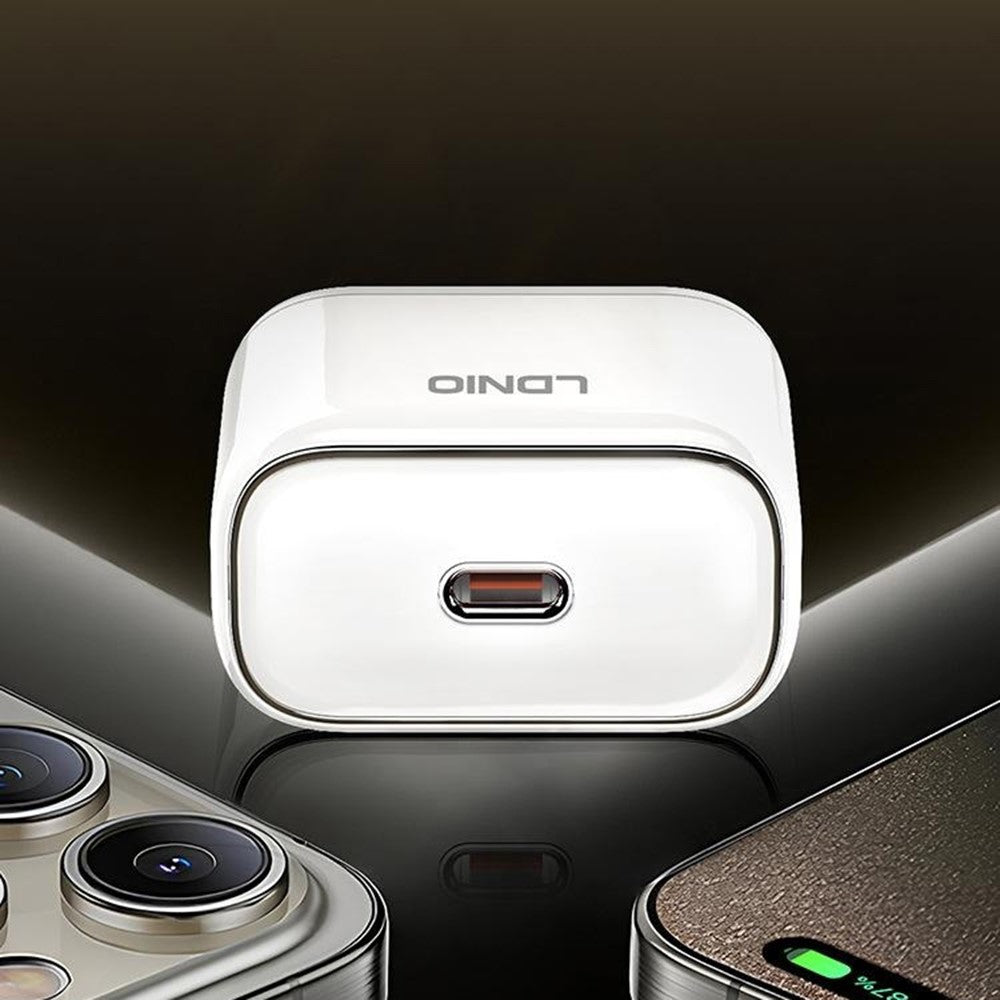 LDNIO Q1415 45W GaN Fast Charger Dual Port PD Fast Charging Wall Charger with 1.2m USB Cable for Phone Laptop