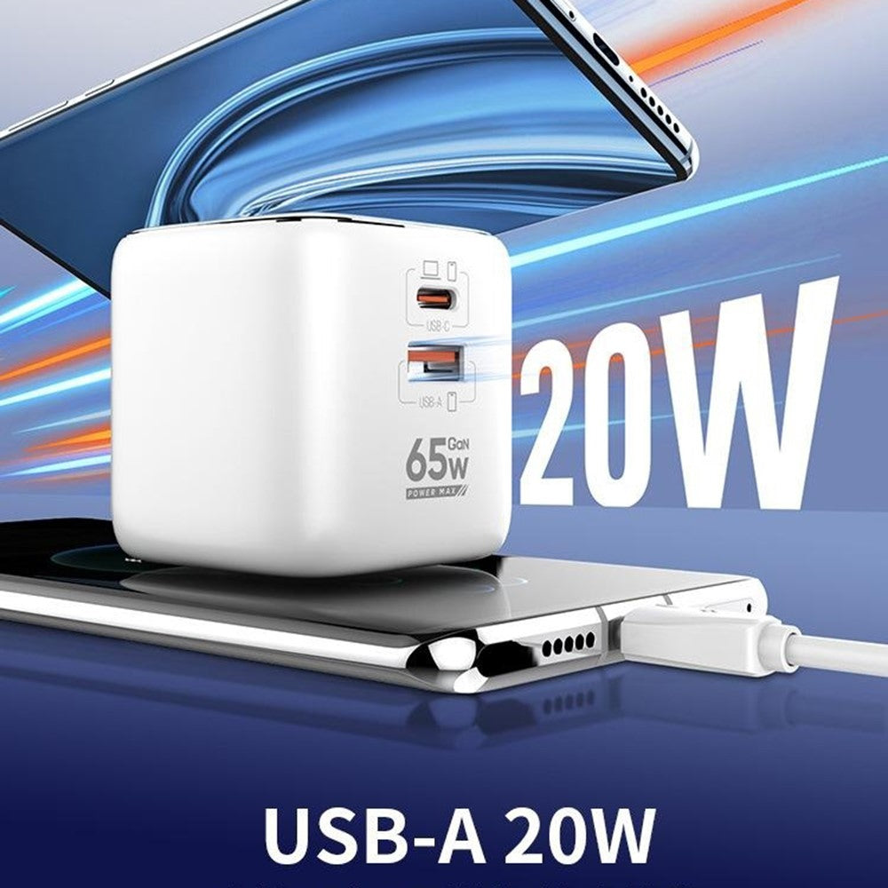 LDNIO Q2617 65W GaN Fast Charger 2 USB-C + 1 USB-A 3-Port with USB Cable Interchangeable Plugs Charging Station for Apple Huawei Xiaomi Laptop Tablet