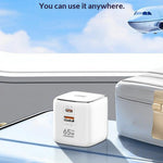 LDNIO Q2617 65W GaN Fast Charger 2 USB-C + 1 USB-A 3-Port with USB Cable Interchangeable Plugs Charging Station for Apple Huawei Xiaomi Laptop Tablet