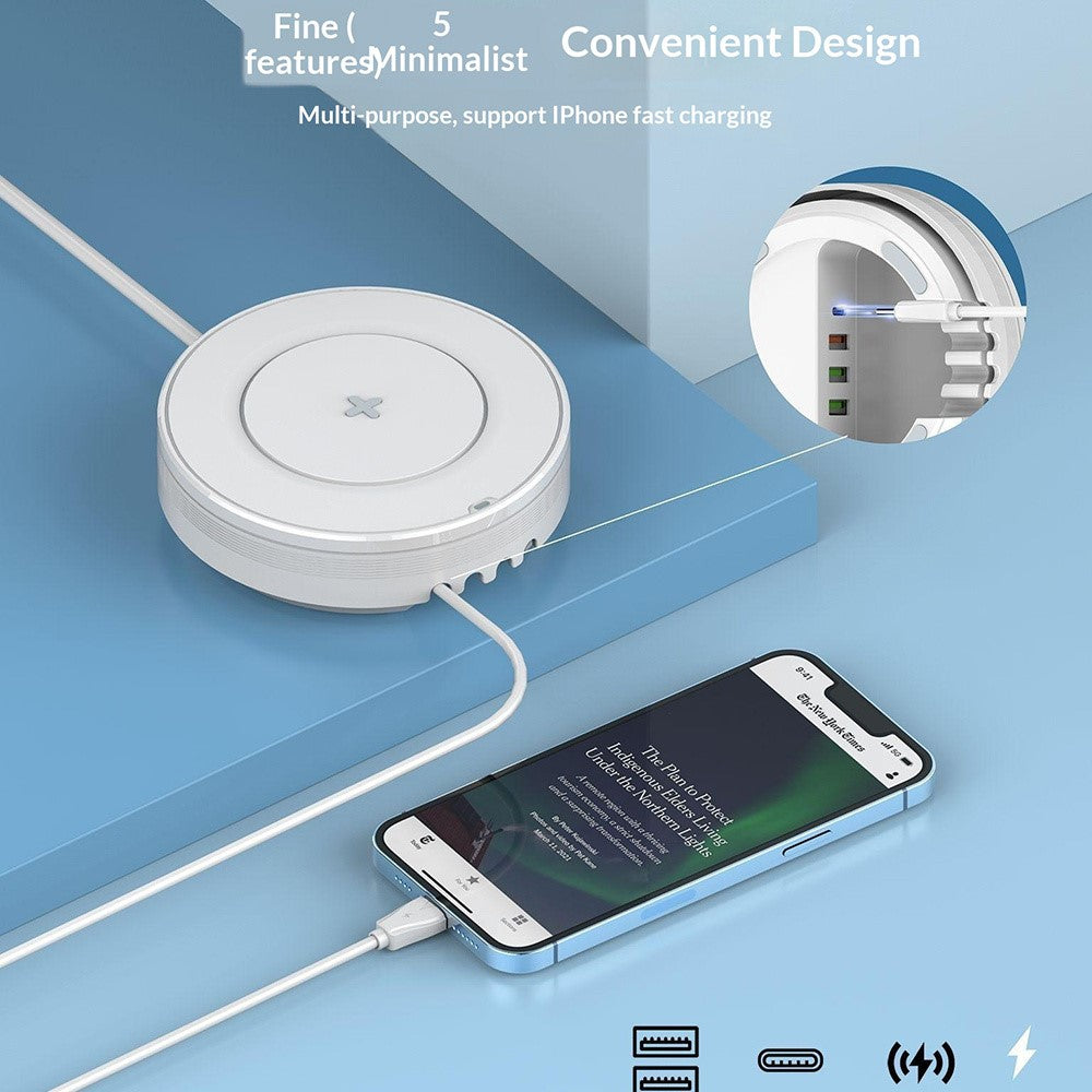 LDNIO AW003 Desktop Wireless Charger with LED Night Light 32W 4 USB Ports PD 30W QC3.0 18W Fast Charging Station