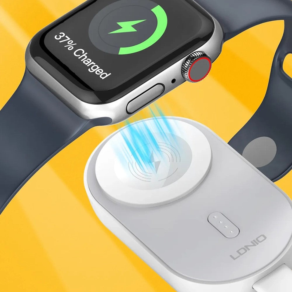 LDNIO AW005 15 W trådløs oplader til Apple Watch Ultra / SE / S1-S9, 1200 mAh magnetisk powerbank-design, ladestation
