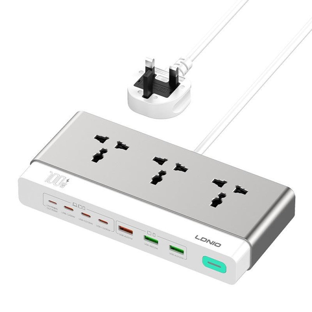 LDNIO SC3 100W GaN Power Strip 3 AC Outlets 6 USB Ports Fast Charging Hub Desktop Station for Office Gaming