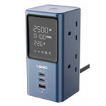 LDNIO SK2 45W GaN Power Strip 4 UK Plug AC Outlets 3 USB Ports Digital Display Multi Device Charging Station Power Socket