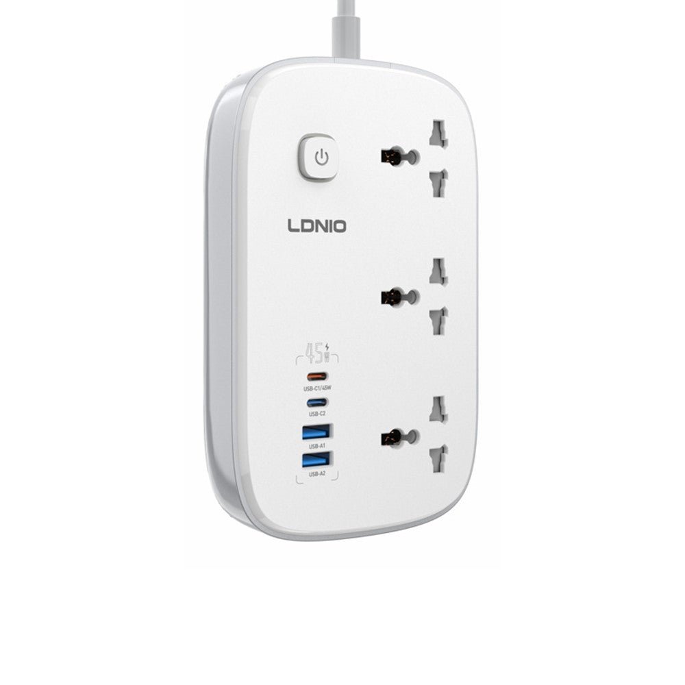 LDNIO SC6 45W GaN Power Strip 3 AC Outlets 4 USB Ports Fast Charging Station Power Socket for Laptop Phone