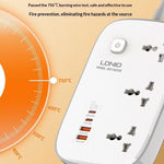 LDNIO SC6 45W GaN Power Strip 3 AC Outlets 4 USB Ports Fast Charging Station Power Socket for Laptop Phone