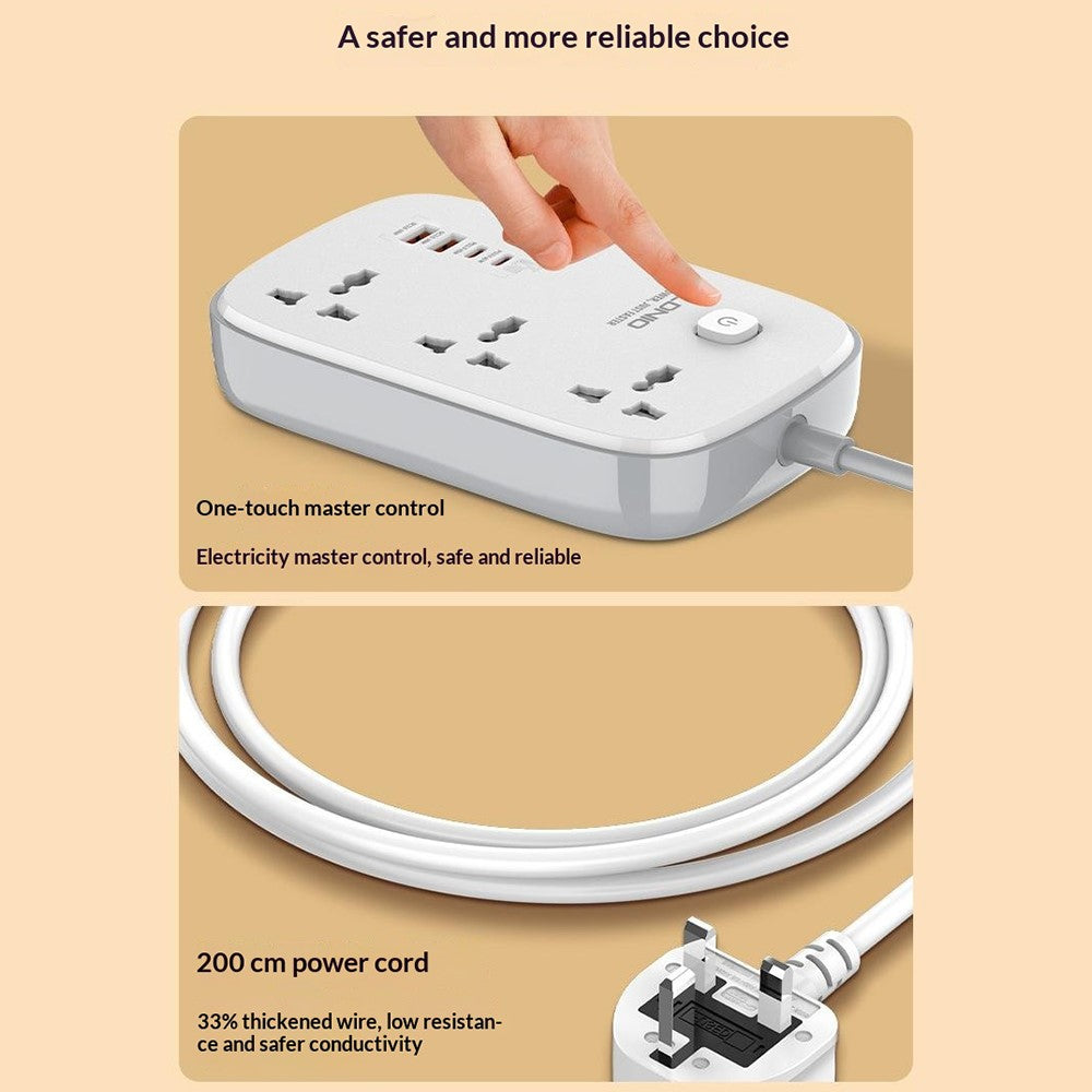 LDNIO SC6 45W GaN Power Strip 3 AC Outlets 4 USB Ports Fast Charging Station Power Socket for Laptop Phone