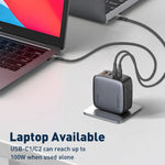 LDNIO Q408 100W GaN-laddare Bärbar Reseladdare 4-portar 3 USB-C + 1 USB-A PD Snabbladdningsstation för mobil Laptop