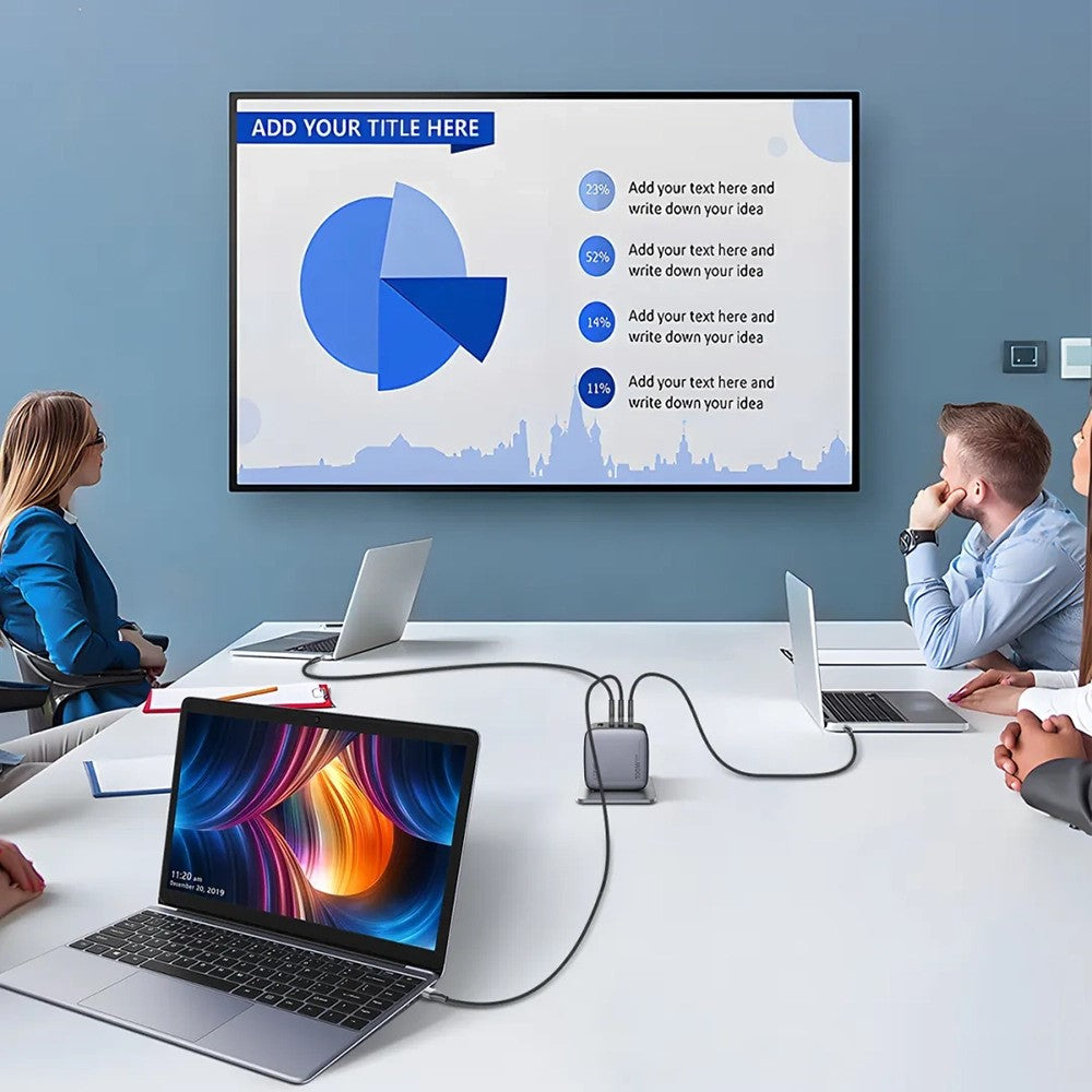 LDNIO Q408 100W GaN-laddare Bärbar Reseladdare 4-portar 3 USB-C + 1 USB-A PD Snabbladdningsstation för mobil Laptop