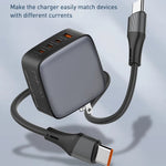 LDNIO Q408 100W GaN-laddare Bärbar Reseladdare 4-portar 3 USB-C + 1 USB-A PD Snabbladdningsstation för mobil Laptop