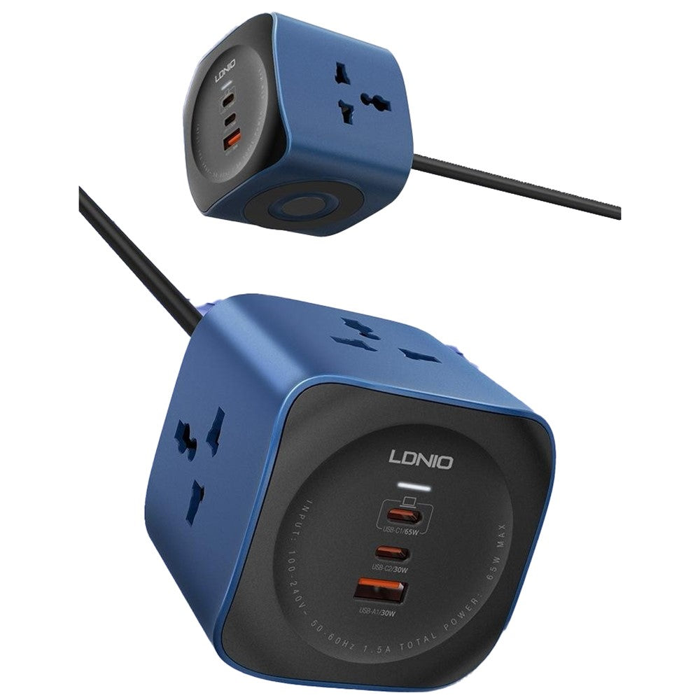 LDNIO SC3319 65W GaN Power Strip 3 AC Outlets 3 USB Ports Desktop Charger Power Socket with 2m Cable