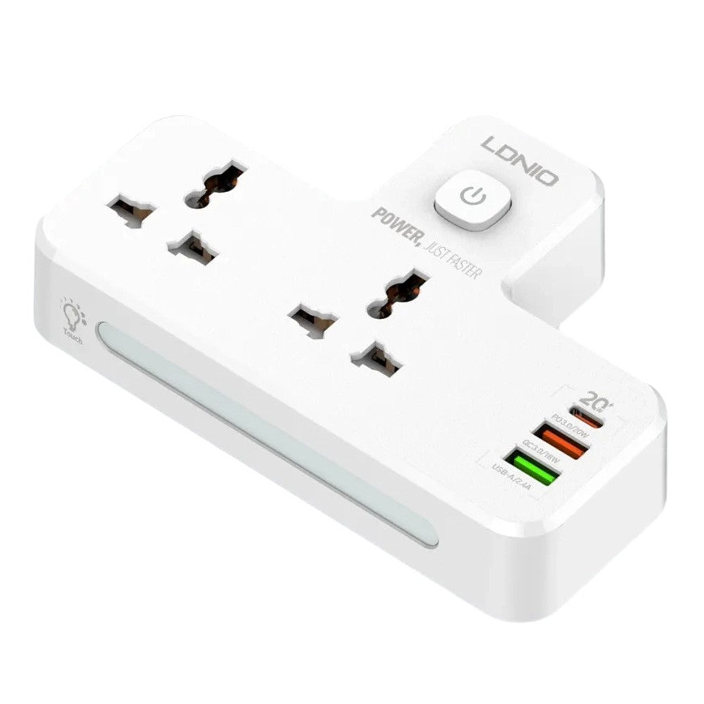 LDNIO SC2311 20W Fast Charging Power Strip 2 AC Outlets 3 USB Ports Wall Plug Power Socket with LED Night Light