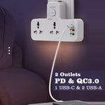 LDNIO SC2311 20W Fast Charging Power Strip 2 AC Outlets 3 USB Ports Wall Plug Power Socket with LED Night Light