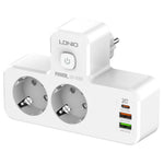 LDNIO SE2337 20W PD Fast Charging Power Strip 2 AC Outlets 3 USB Ports Wall Plug Design Charging Station Power Socket with Night Light