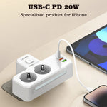 LDNIO SE2337 20W PD Fast Charging Power Strip 2 AC Outlets 3 USB Ports Wall Plug Design Charging Station Power Socket with Night Light