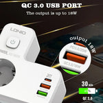 LDNIO SE2337 20W PD Fast Charging Power Strip 2 AC Outlets 3 USB Ports Wall Plug Design Charging Station Power Socket with Night Light