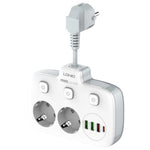 LDNIO SE2435 20W PD Fast Charging Power Strip 2 AC Outlets 4 USB Ports Independent Switch Desktop Adapter