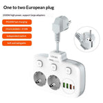 LDNIO SE2435 20W PD Fast Charging Power Strip 2 AC Outlets 4 USB Ports Independent Switch Desktop Adapter