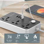 LDNIO SC3412 20W Power Strip 3 AC Outlets 4 USB Ports PD Fast Charging Station Power pocket with 2m Cable