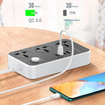 LDNIO SC3412 20W Power Strip 3 AC Outlets 4 USB Ports PD Fast Charging Station Power pocket with 2m Cable