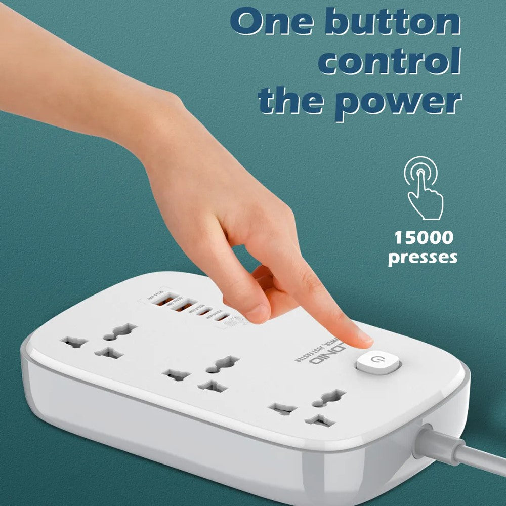 LDNIO SC3416 65W GaN Fast Charging Power Strip 3 AC Outlets 4 USB Ports Desktop Multi Device Charger Power Socket