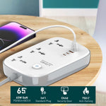 LDNIO SC3416 65W GaN Fast Charging Power Strip 3 AC Outlets 4 USB Ports Desktop Multi Device Charger Power Socket