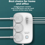 LDNIO SC3416 65W GaN Fast Charging Power Strip 3 AC Outlets 4 USB Ports Desktop Multi Device Charger Power Socket